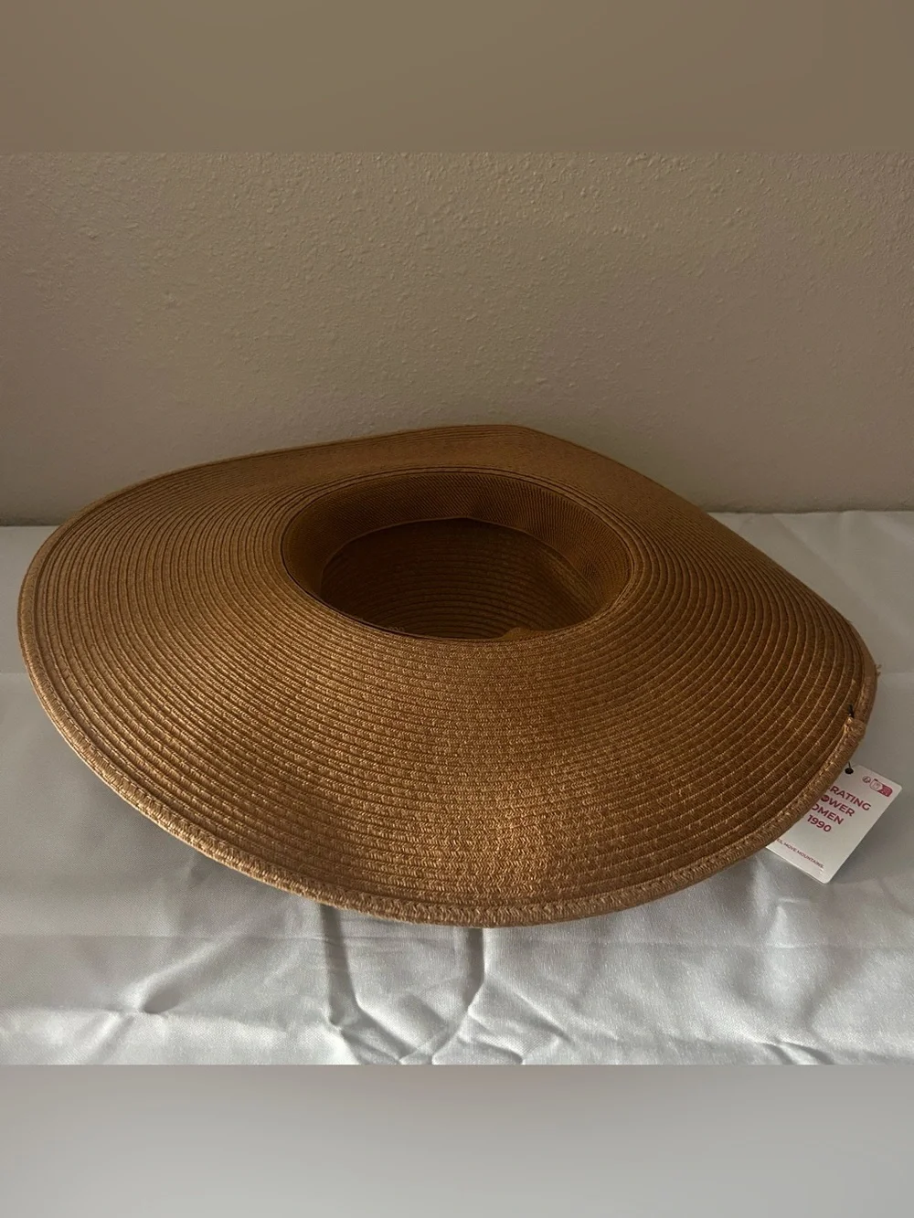 Roxy Brown Wide-Brim Sun Hat with Pink Braided Trim